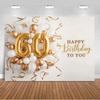 60 Years Old Backdrop Supplies Gold Pink Balloons Glitter Background Banner 60th Birthday Party Decorations Photography Props