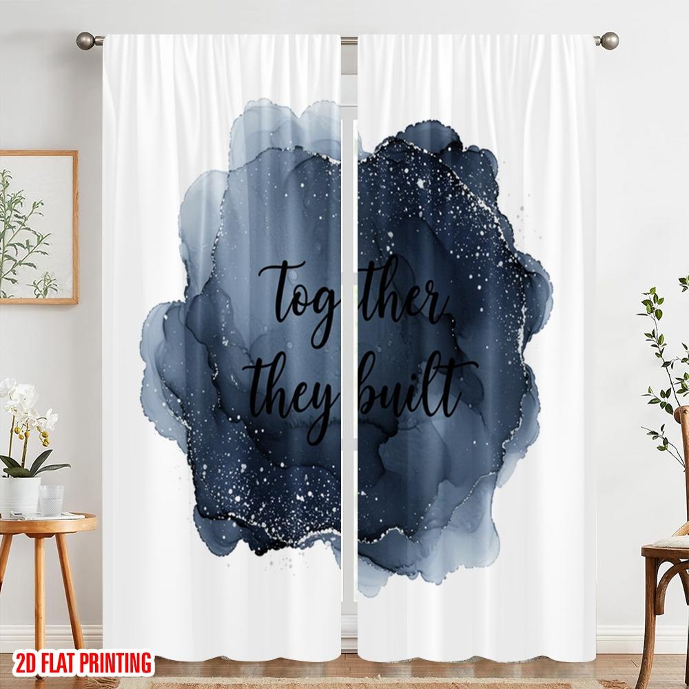 2pcs 2D Flat Printing Curtain Together They Built Life 100% Polyester Fabric Without Electricity Party Decorations for Indoor