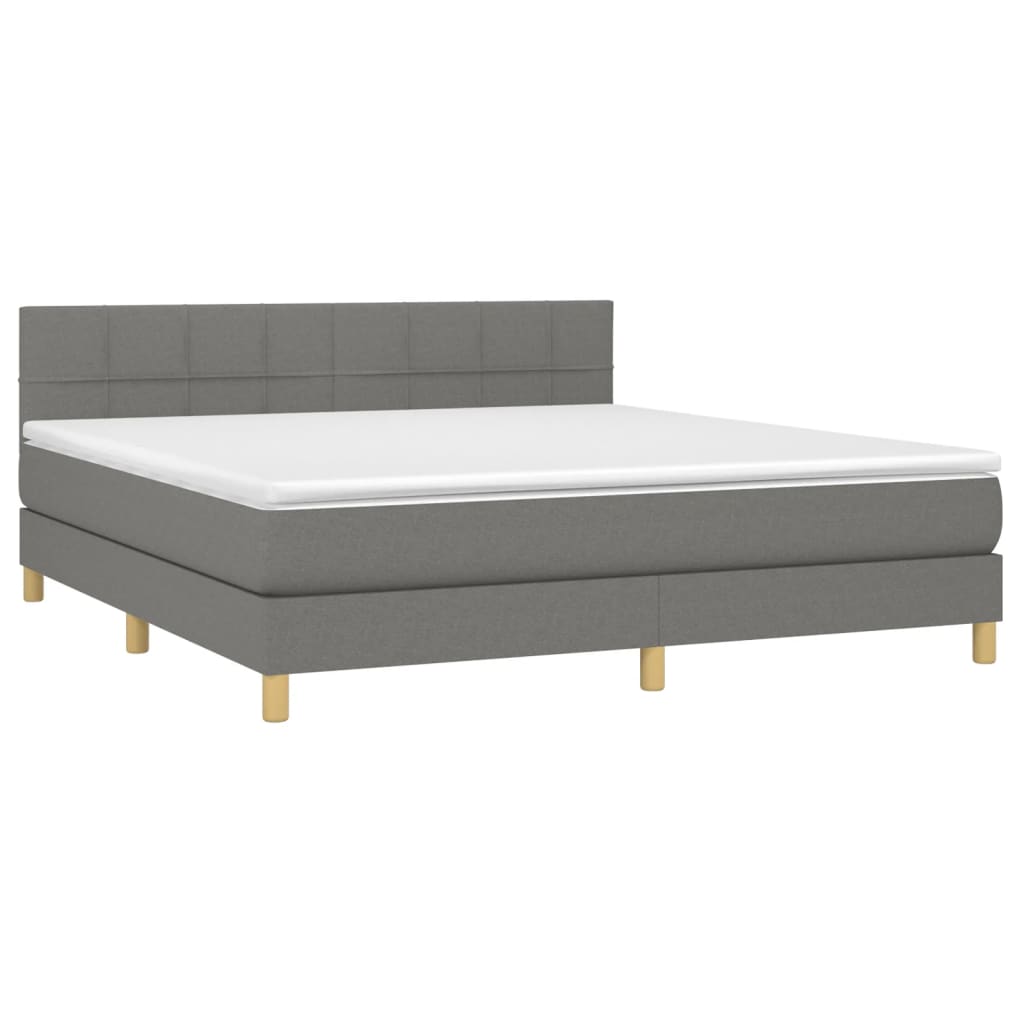 Vidaxl Letto Continentale Con Materasso, Tessuto Grigio Scuro 160X200 Cm