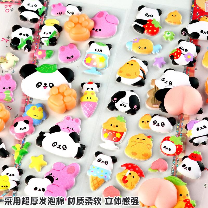 2pcs Panda Soft Butt Sticker 3d Pinch Decompression Toy Diy Phone Case Water Cup Decoration Sticker Hand Account Sticker Gift