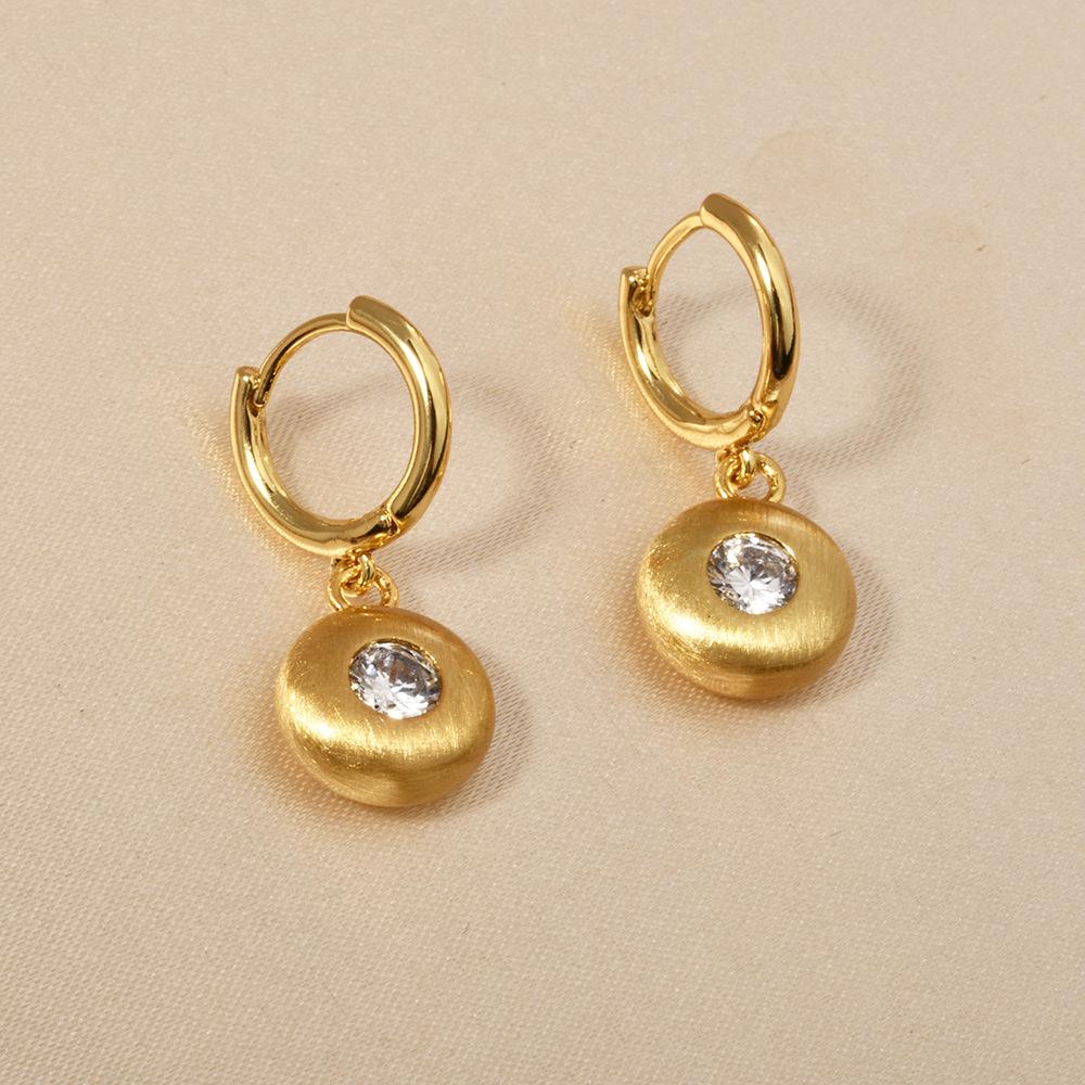 2026 French Style Brushed Heart Huggie Earrings - Matte Gold Silver Zircon Inlaid Heart Drop Earrings for Women Niche Design Jewelry