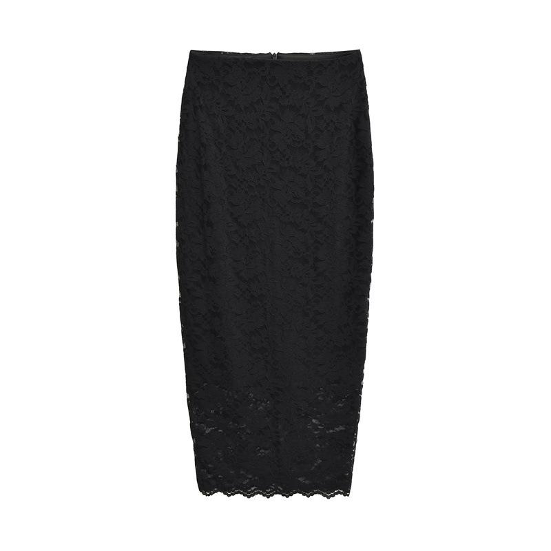 Schlankmachender Spitzen-Midirock mit hoher Taille für Damen für Frühling & Herbst