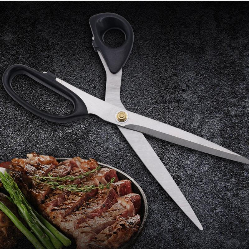 Straight Head Stainless Steel Sharp Blade Korean Barbecue Clips ABS Handle Household Vegetables Salad Kitchen Scissors