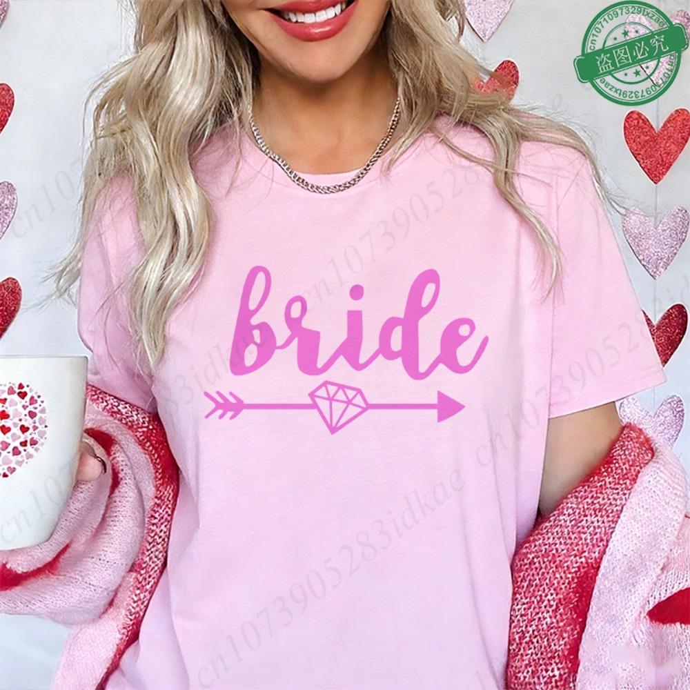 Bride Tribe Matching T-Shirts, Diamond Arrow Graphic Tees, Bachelorette Hen Party Casual Short Sleeve O Neck Tops for Bridesmaid