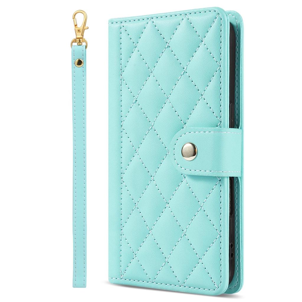 Funda tipo cartera de cuero con diseño de rejilla 3D y correa de lujo, soporte para libro para iPhone 17 16 15 Pro Max Samsung S25 S24 Plus A17 A16, para chicas, ranura magnética para tarjetas, tapa abatible
