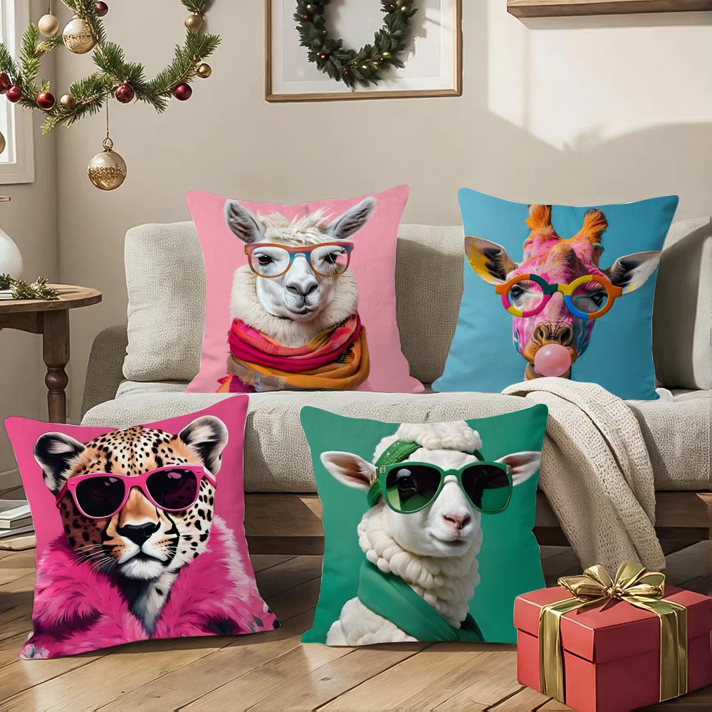 Cute Funny Cartoon Party Decorations Animals Pillow Case Silky Short Plush With Invisible Zipper Dustproof Sofa Cushion Cover