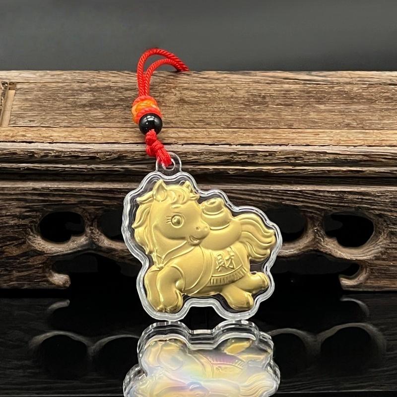 2026 Burç Atı Taklit Altın Folyo Anahtarlık Fal Şanslı Burç Atı Anahtarlık Çanta Kolye Süs Eşyası Hatıra Hediye