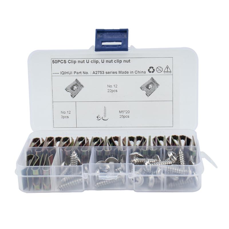 

50 шт., различные зажимы для шпилей, оцинкованные № 12, U-образные гайки, крепежные детали, фланцевые саморезы