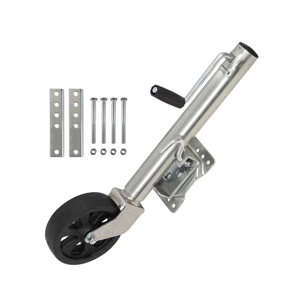 8 Inch Solid Wheel Sidewind Round Swivel Trailer Jack With Bolt On Capacity 675KG Jockey Wheel Boat RV Parts Accessories