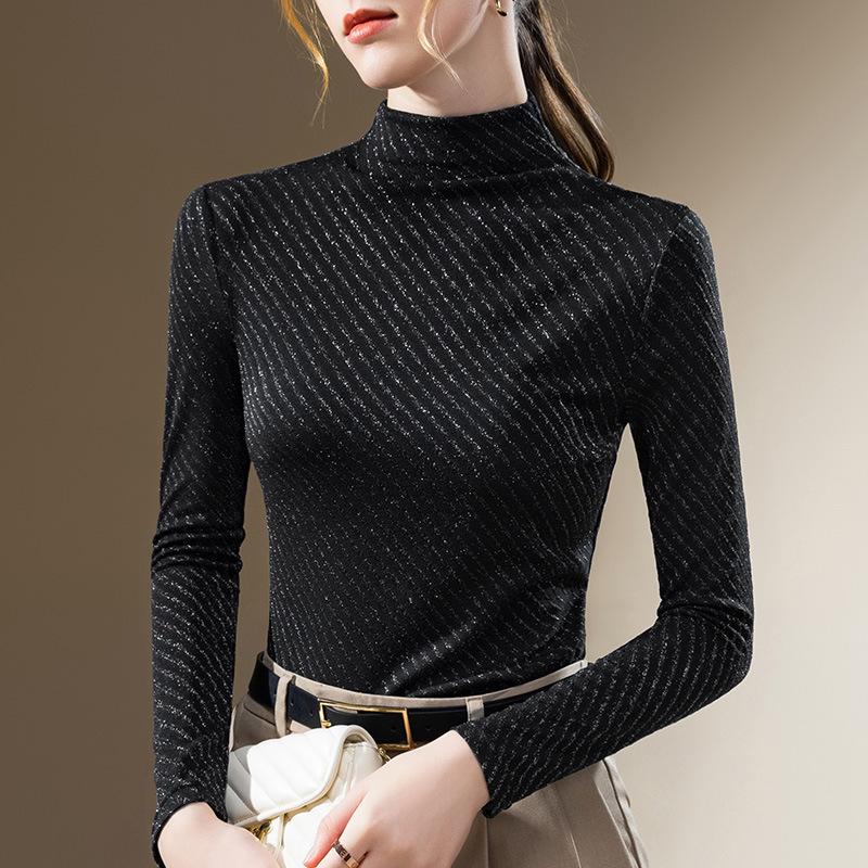 Semi-turtleneck Bottoming Shirt Women's New European Women's Clothing, Foreign Elastic Inner Waist Top