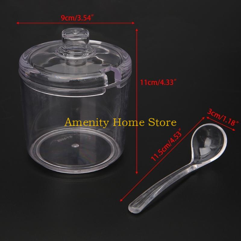 

F26C Acrylic Seasoning Can Spice Jar For Salt Sugar Pepper Powder Kitchen Supplies