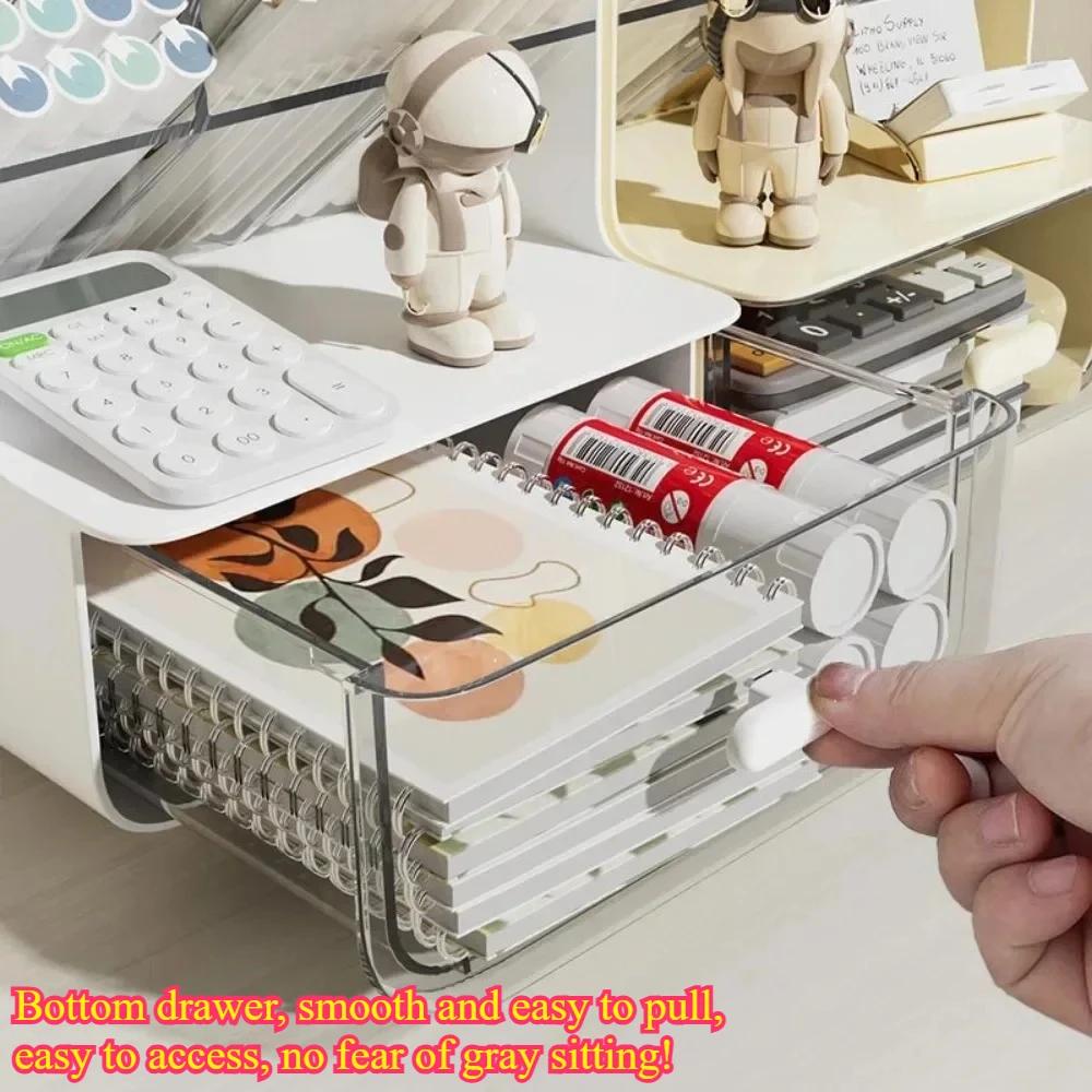 Pen Holder Student Desk Oblique Plug-in Stationery Storage Box Large Capacity Miscellaneous Storage Rack Dustproof Pen Contain