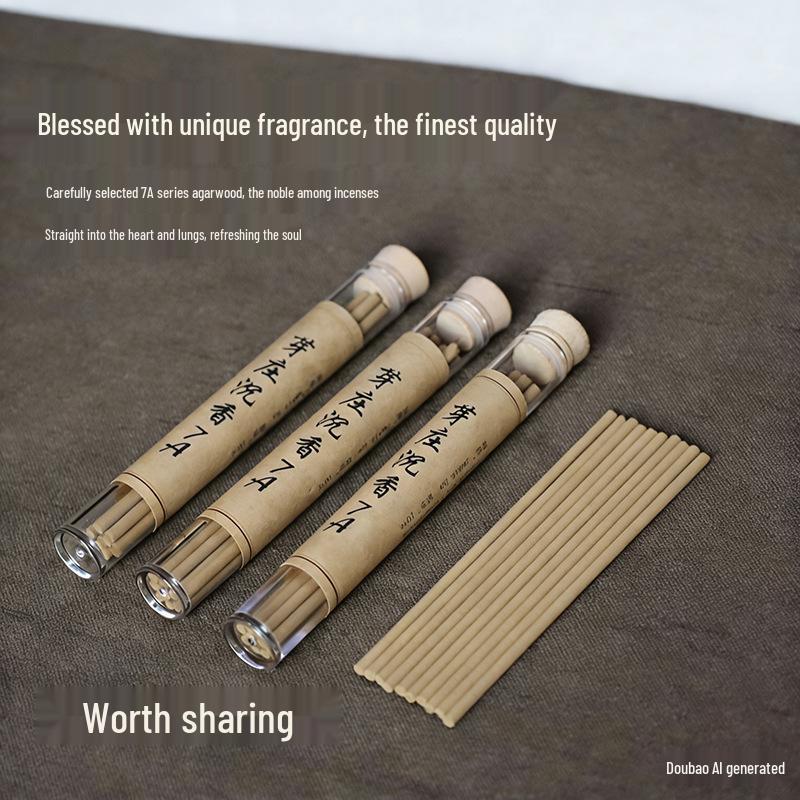 Ying Xiang Yuan Agarwood Incense Sticks - Kynam Agarwood 10CM Short Thick Sticks for Indoor Aromatherapy and Travel Aquilaria Kynam Sanded 10 Sticks/Acrylic Tube