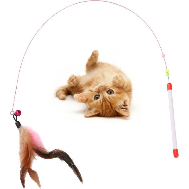 LUCKITTY Cat Tunnels Tube Toy with Plush Ball & Cat Wand Feather Toys-Portable Tattaff Waterproof Washable-Interesting Geometric Pattern