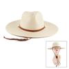 Handmade Weaving Straw Hat for Adult Unisex Beach Hat Holiday Camping Beach Getaways Sun Hat with Adjustable Chin Rope