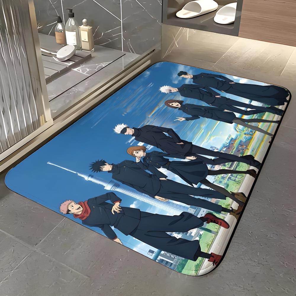 Anime J-Jujutsu Kaisen Floor Mat Soft Flannel Entrance Door Mat Non Slip Absorbent Bathroom Bedroom Floor Rug