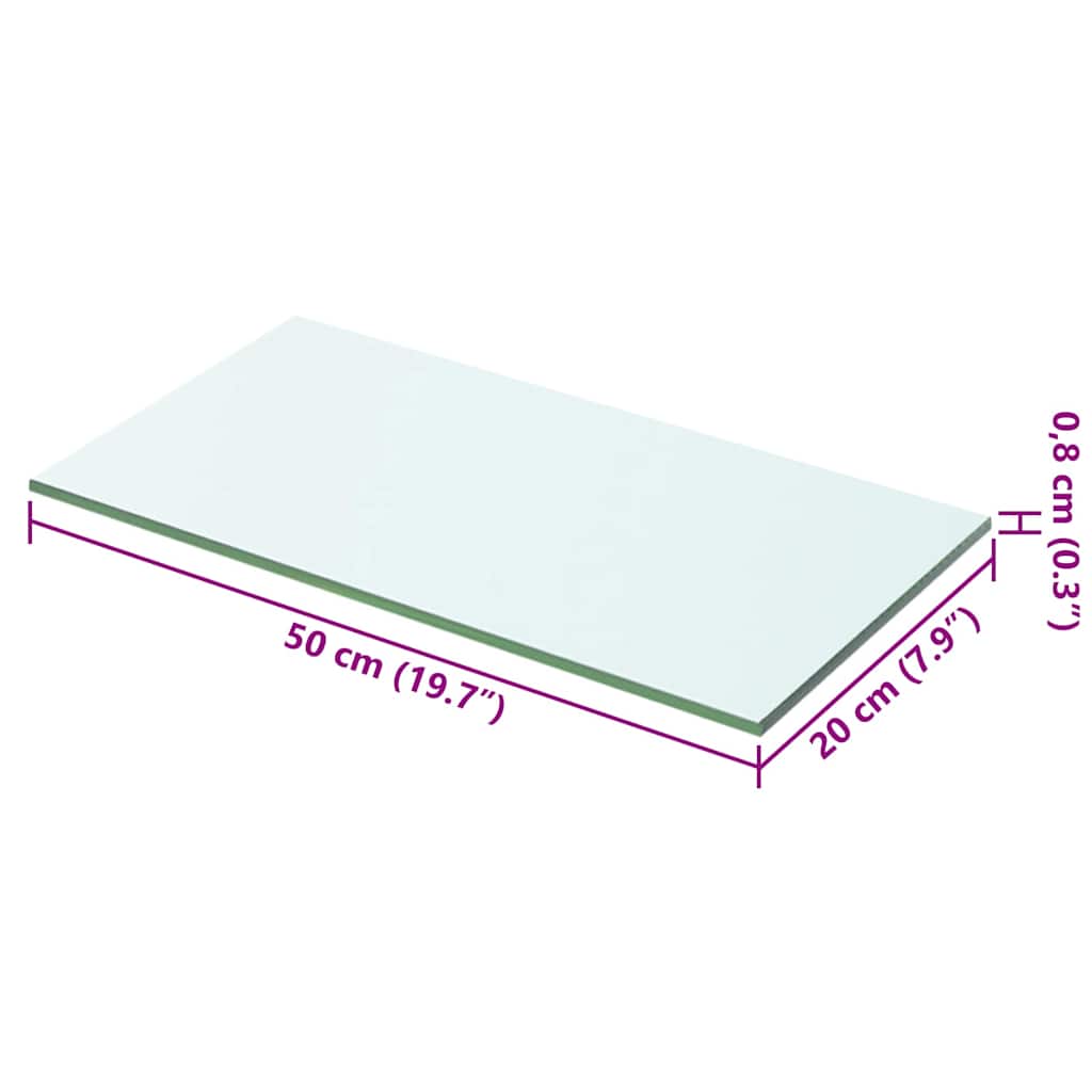 Glass Shelf Panel Transparent 50 x 20 cm
