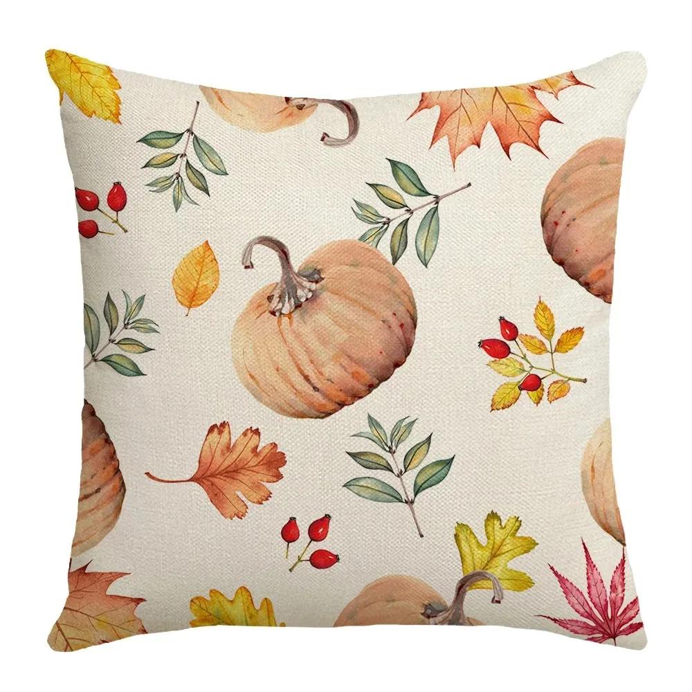 Thanksgiving Day Gifts Festive Pillow Case Maple Leaf Pumpkin Pillow Couch Cushion Cover Home Decor Decoration Sofa Pillowcase
