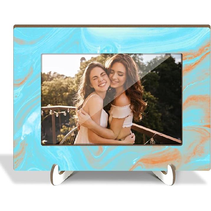 Leopard Print Picture Frames, Decorative Wood Photo Frames Birthday Gifts for Sister Women Girls Mom Daughter Tabletop Display 4x6 Photo Living Room