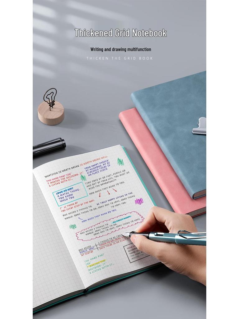 Hand-Painted Grid Notebook: Stylish A5/B5 for College Students with Thick Pages, A4 Journal