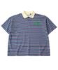 GOLDEN SUNSHINE Stripe Collar Half T-Shirts_Blue