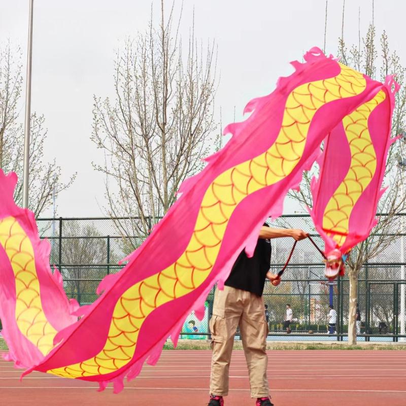 Dragon Dance Ribbon with Head Chinese New Year Gift Festival Performance Props Outdoor Fitness Wu Long Products