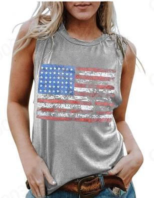 Amazon Wish Clothing Women's Vest Independent Station Summer Fashion American Flag Independence Day Collection