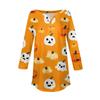 Women's Fashion Loose Button Collar Halloween Print Long Sleeve T-Shirt Top Pullover