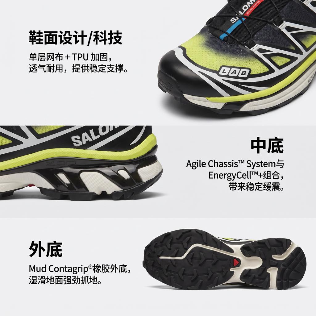 Men's Sneakers Salomon XT-6 Skyline Black Sharp Green Black/Maritime Blue/Sharp Green
