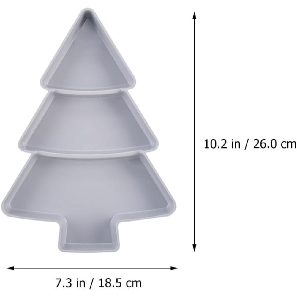 Christmas Tree Snack Tray, 3 Compartment Tree Shaped Tray, Ideal Christmas Holiday Party Supplies Gift