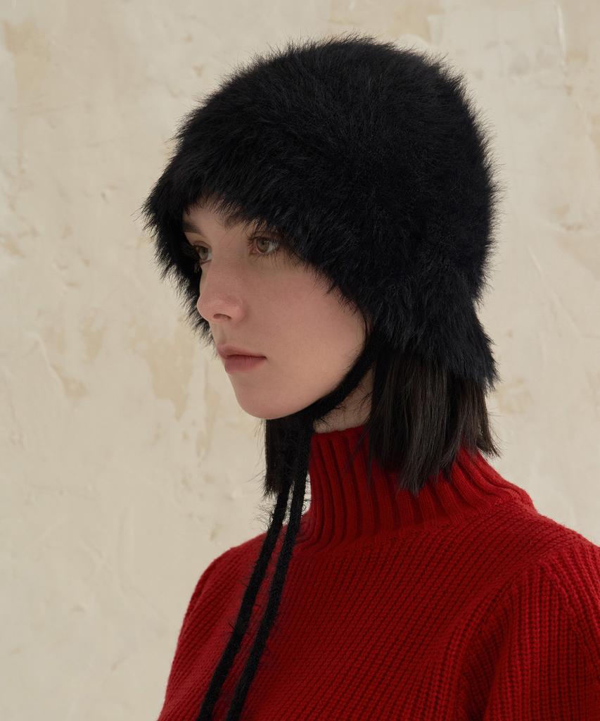 Bajal Hairy Cloche Hat Black