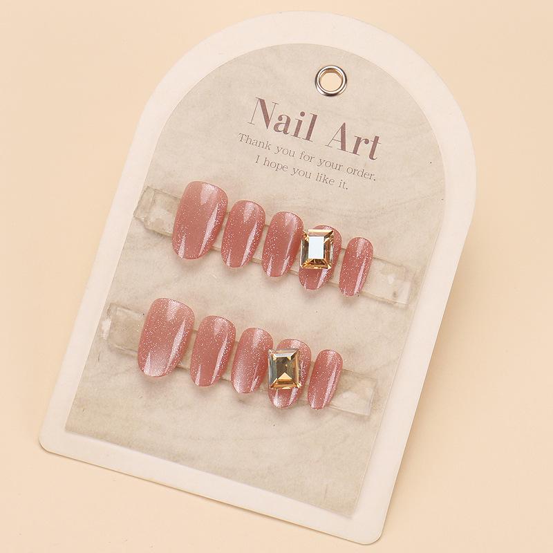Short Cat Eye Glitter Nail Tips - Autumn & Winter Collection