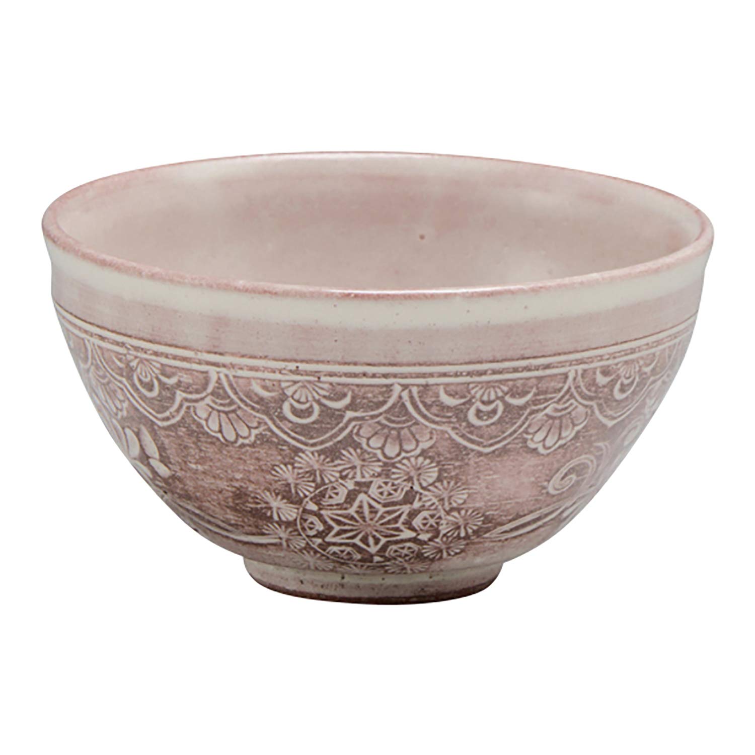 

Kyoto ware Kiyomizu ware Jihei kiln tea bowl diameter 9cm Mishima flower crest Made in Japan qjm403-01