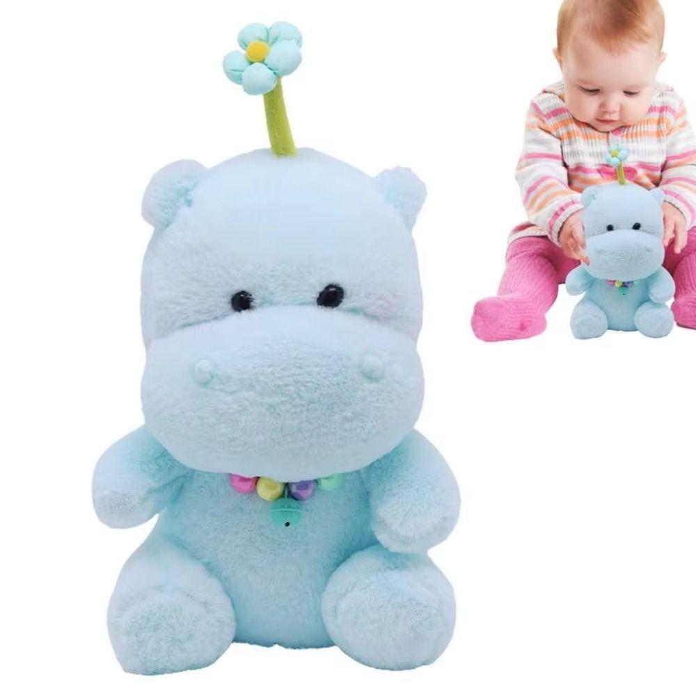 Soft Hippo Stuffed Toy PP Cotton Cartoon Hippo Doll Bell Hippo Plush Toy  Home Decor