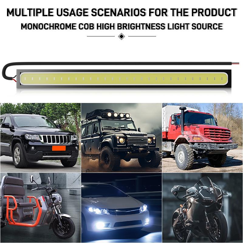 10Pcs 17cm Car Daytime Running Lights Super Bright Led COB Fog Lamp 12V Waterproof Auto Interior DRL Work Lamp Strip Lights Bar