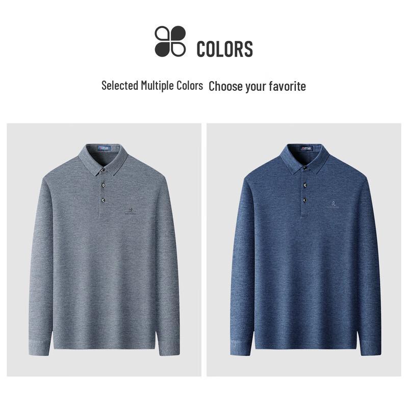 MONTAGUT Men's Merino Wool Blend Long Sleeve Polo Shirt