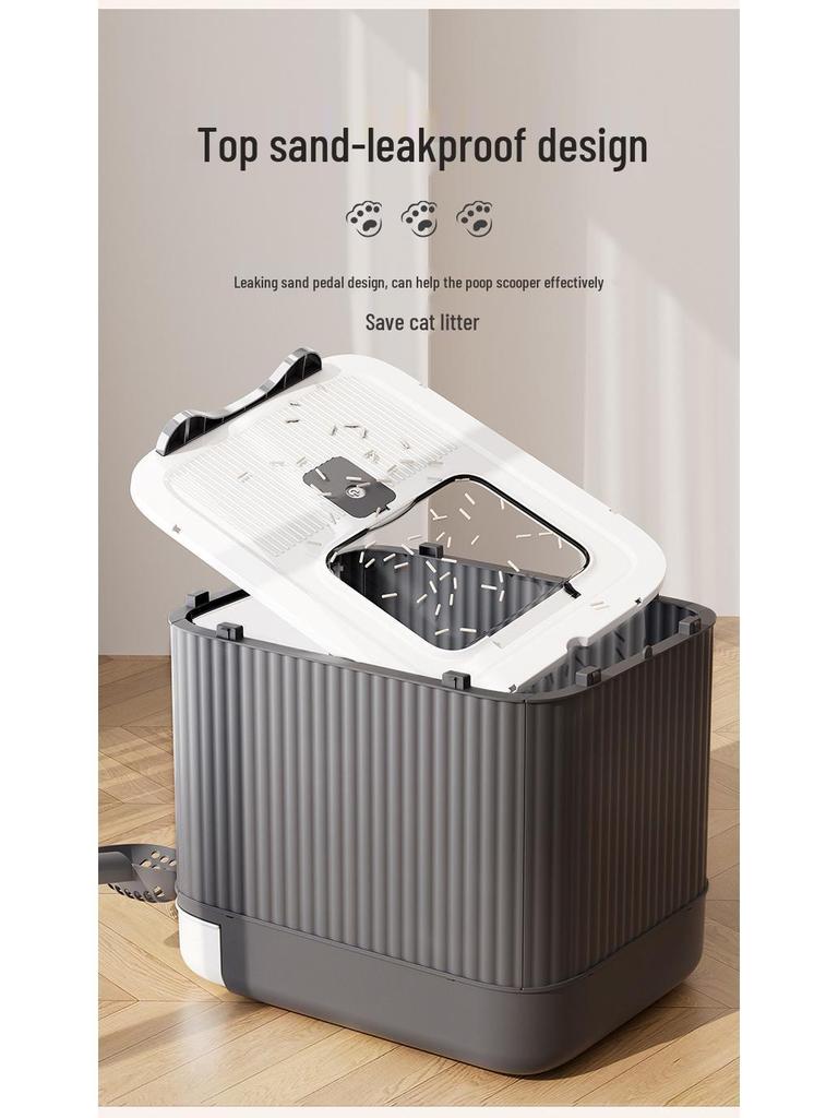 Extra velký skládací uzavřený kočičí záchod s deodorizérem a zásuvkou proti rozstřiku