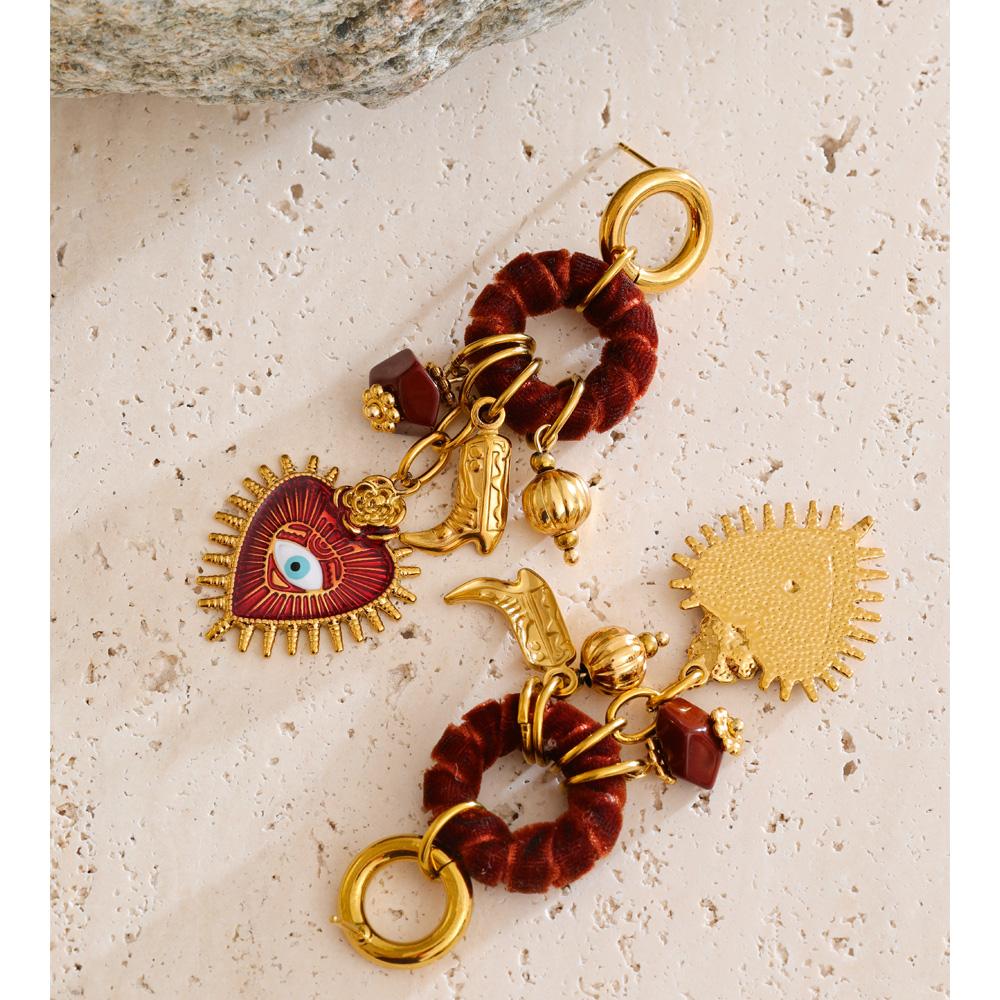Eetit Vintage Autumn Winter Handmade Charming Jewelry Golden Stainless Steel 2025 Heart Eye Drop Dangle Earrings for Women Gift