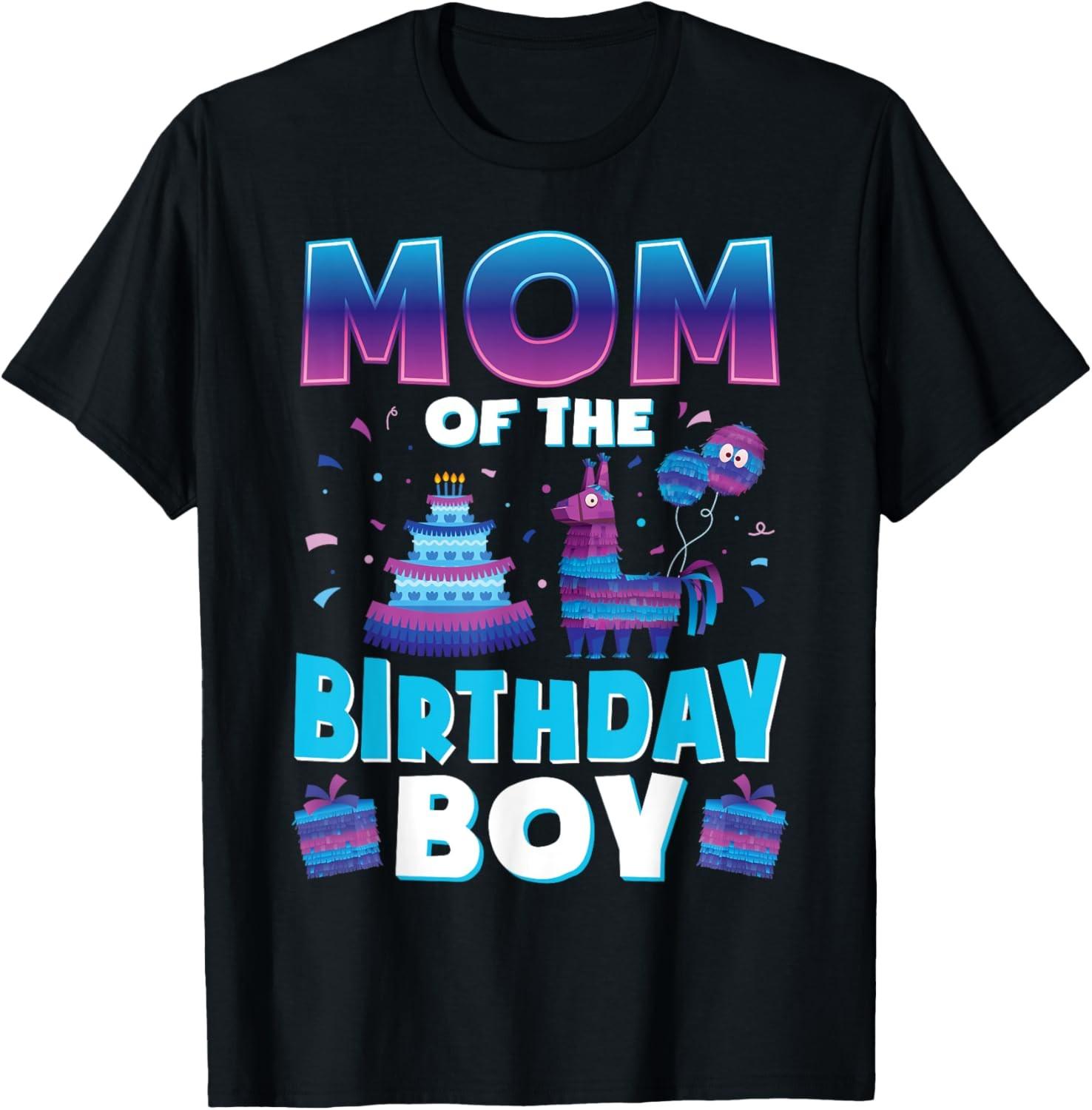Mom Birthday Boy Llama Pinata Party Matching Family T-Shirt M