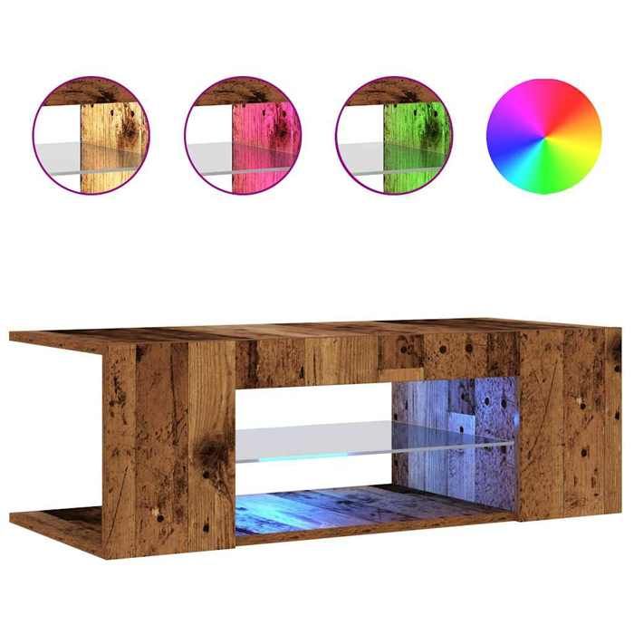 VidaXL TV Cabinet with LED Lights Old Wood Engineered Wood, TV Stand, Media Unit, TV Console, Hi-Fi Cabinet, 856325