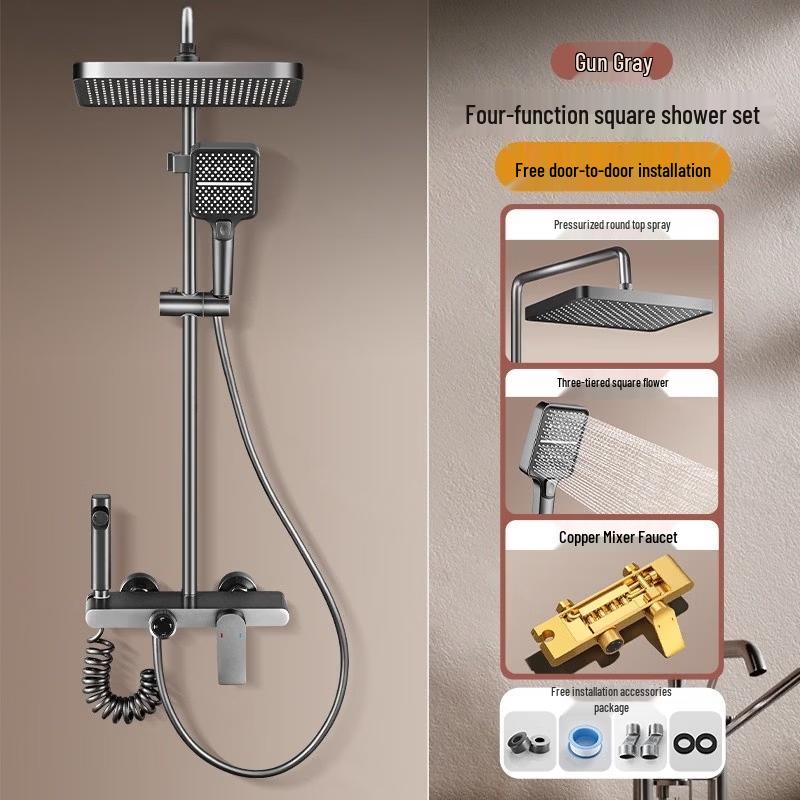 Brass Pressurized Wall-Mounted Shower Set