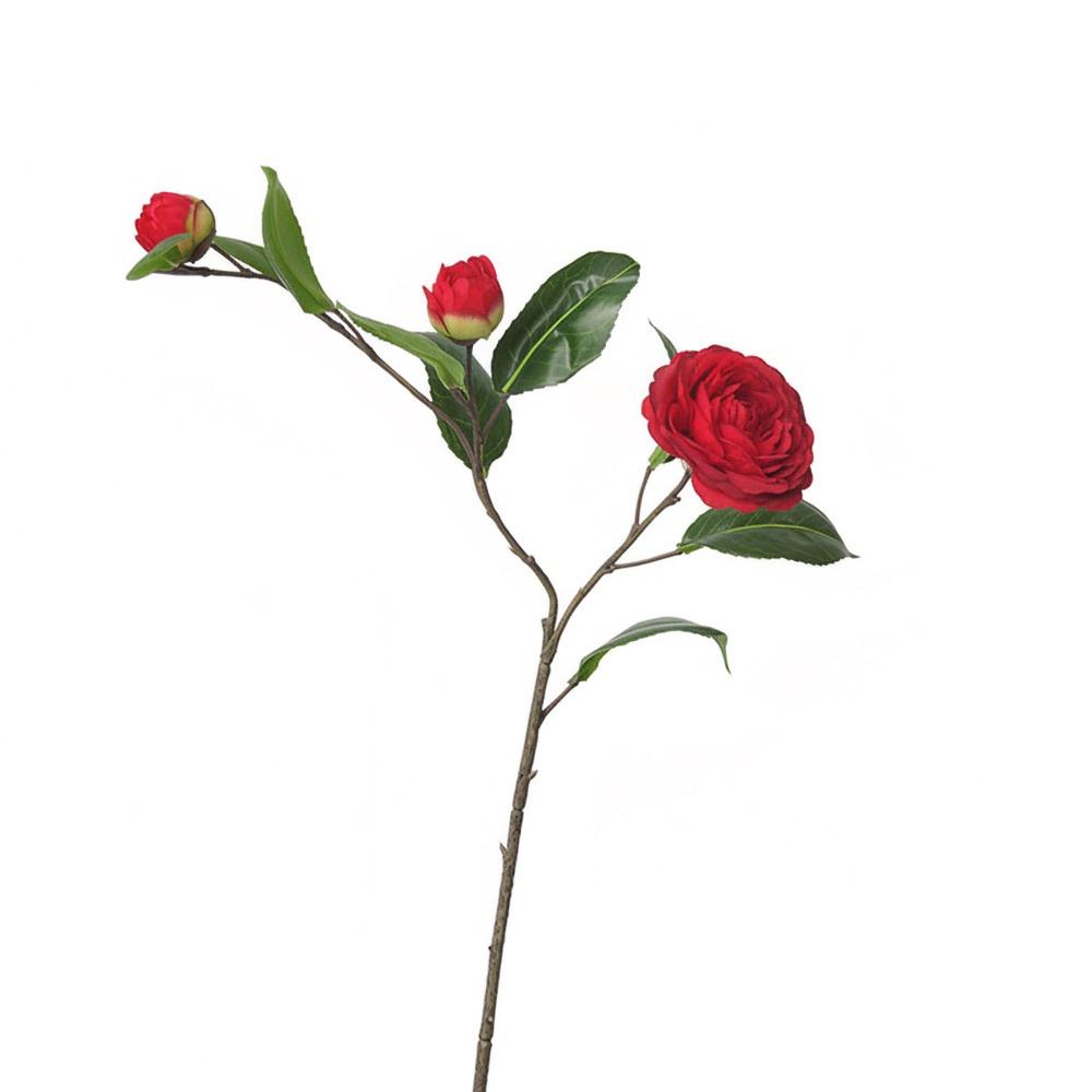 Multicolor Camellia Artificial Flower Silk Petal Photo Props Simulation Flower Green Leavees Floral Arrangement Wedding Supplies