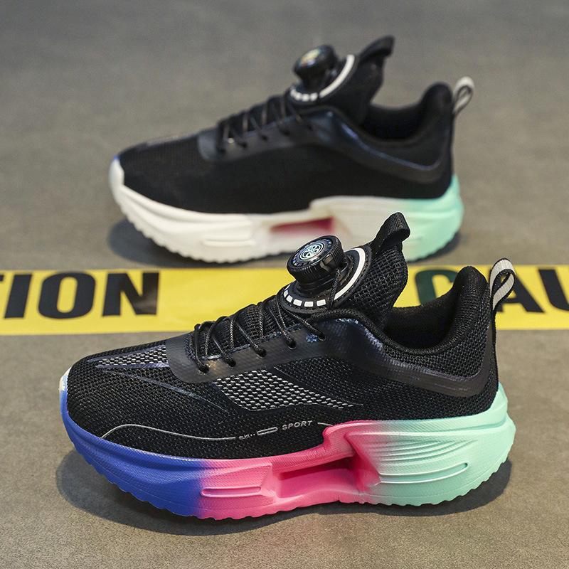 Spring and Summer Children's Breathable Sports Shoes Jue Ying Running Shoes Rotating Buckle Primary School Students Physical Education Class Leisure