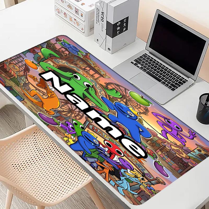 Custom Name Personalized Game Rainbow Friends Pattern Mousepad, Laptop PC Desk Mat, Decorative Desk Mat for Home Keyboard Pad Gift