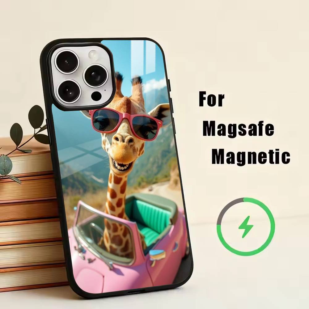 D-Funny Animals Phone Case For iPhone17,16,15,14,13,12,11 Plus,Pro Magnetic For Magsafe Wireless Charging