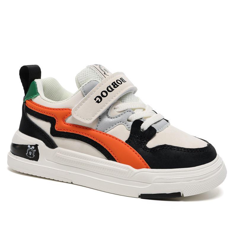 Babu Dou Kids' Waterproof Leather Sports Shoes - Shock Absorbing, Breathable, Non-Slip Velcro Sneakers for Middle & Big Kids