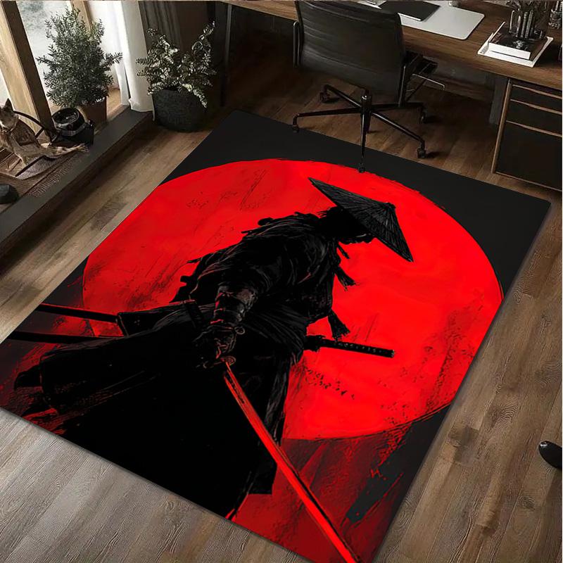 1Pc Samurai Print Rug - home decoration Carpet For Living Room Bedroom Flooring Computer Chair Area Rug