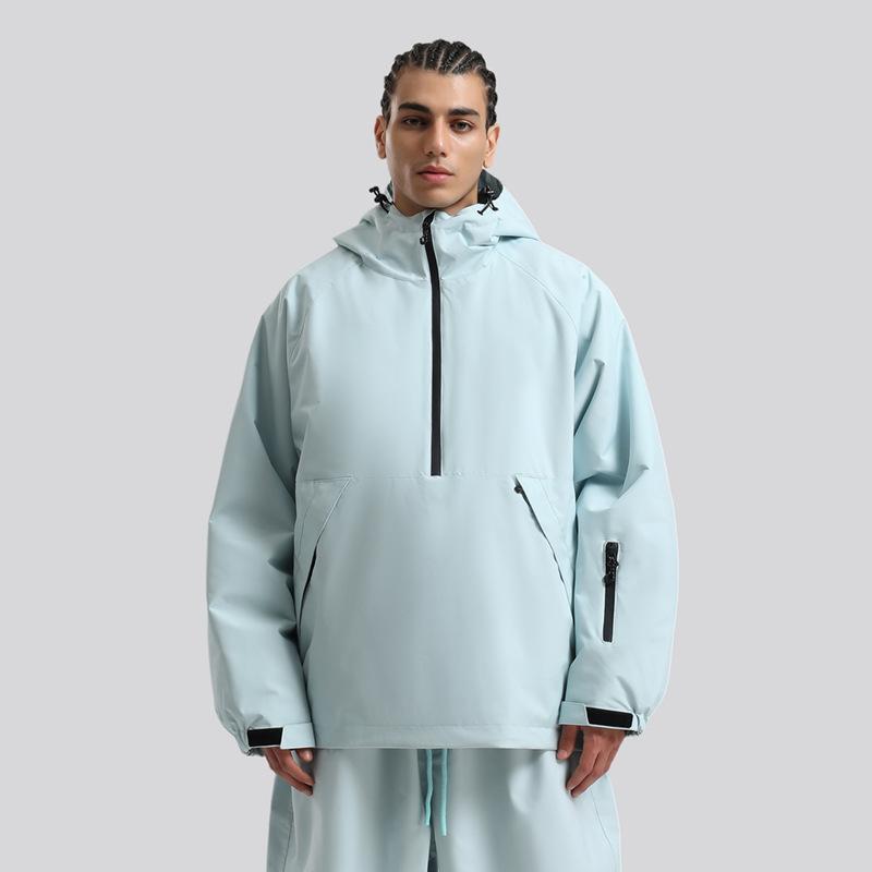 Men's and Women's Pullover Ski Jacket Snowboard Coat Waterproof Winter Baggy Snow Jackets with Hood Windproof Warm Insulation Outdoor Skiing Jackets