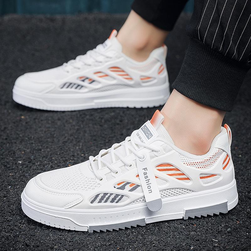 Men's shoes summer breathable casual shoes mesh thin sports shoes men's board shoes trend versatile white shoes
