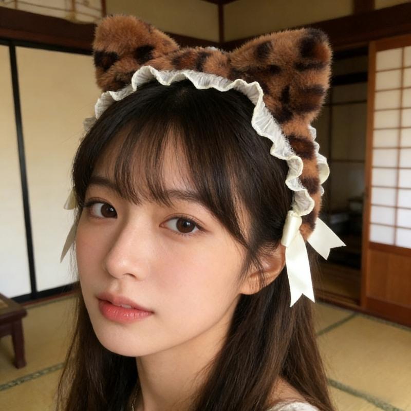 Realistic Kitten Ears Hairband Furry Headbands Plush for Coser Role Play and Photography Props
